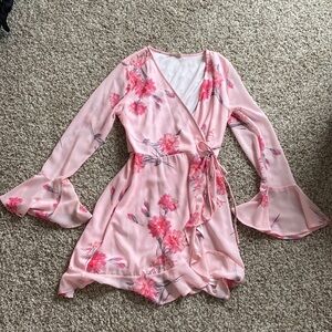 Pink floral dress - ties in the front